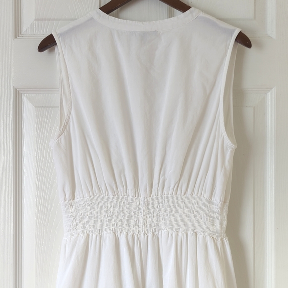Chelsea & Theodore Flowy Sleeveless Button Front A-Line Midi Dress White Large - Picture 14 of 14